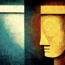 A statue with covered eyes